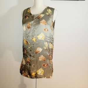 Carnation Tank Floral Top 100% Silk size Medium